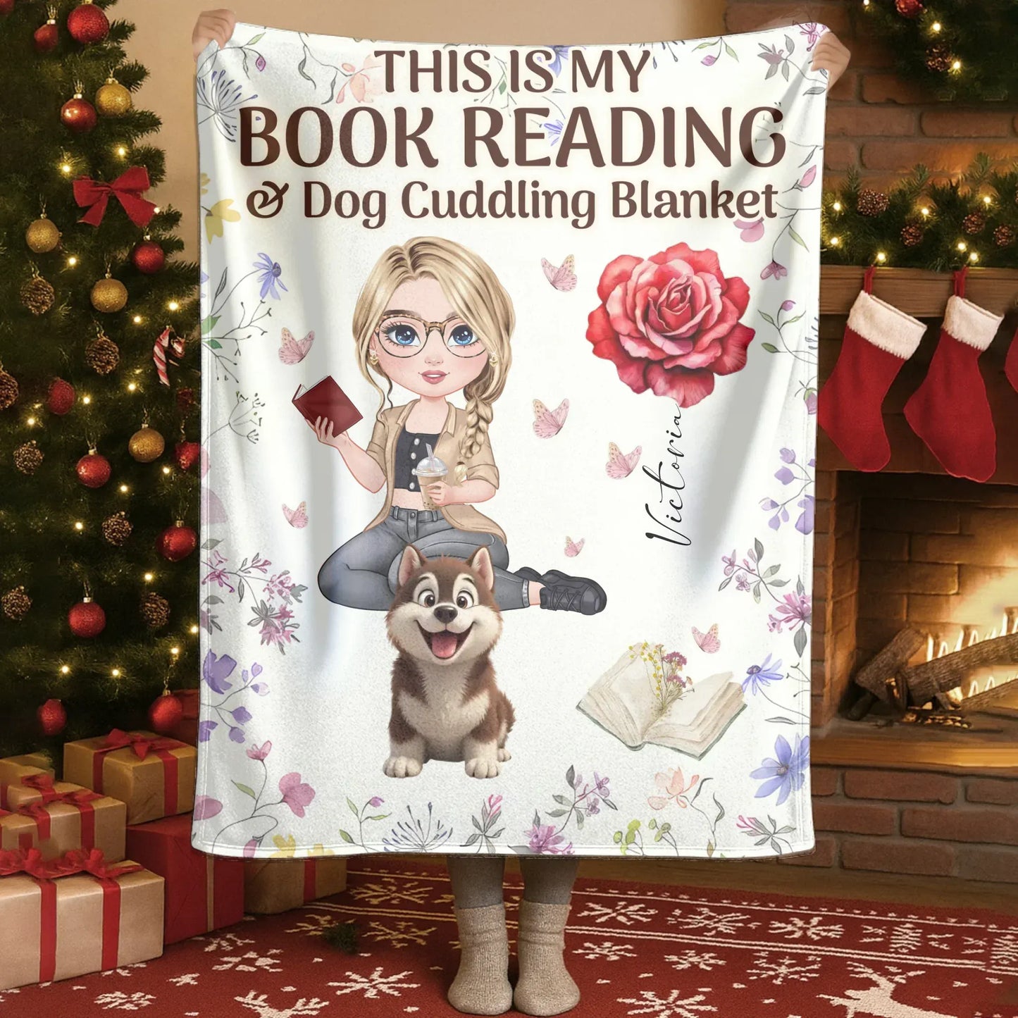 Blanket - Thanh Dang / White / 30x40in / 76x101cm This Is My Book Reading And Dog Cudding Blanket - Personalized Books Lovers And Dog Custom Blanket