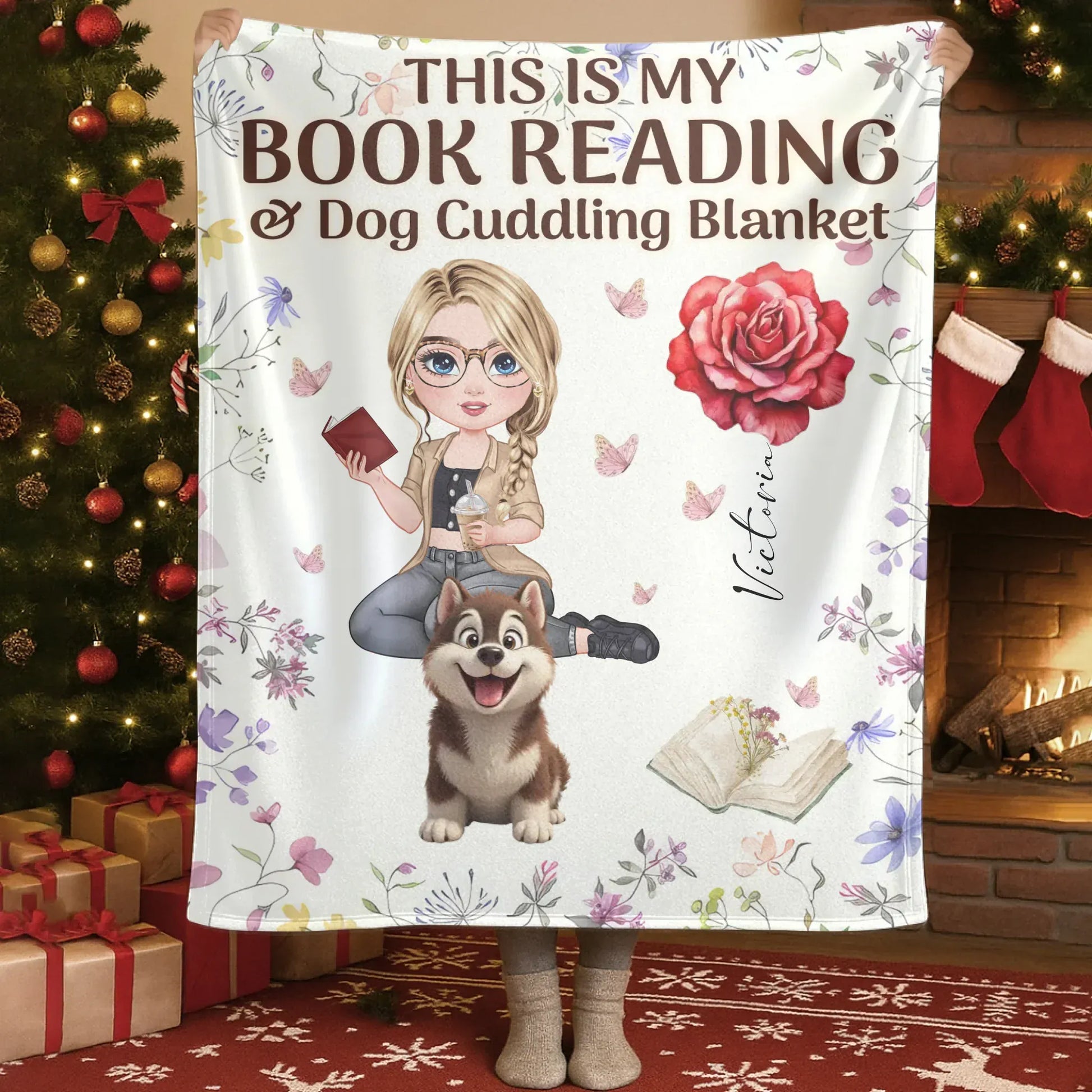 This Is My Book Reading And Dog Cudding Blanket - Personalized Books Lovers And Dog Custom Blanket