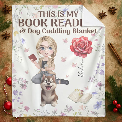 This Is My Book Reading And Dog Cudding Blanket - Personalized Books Lovers And Dog Custom Blanket