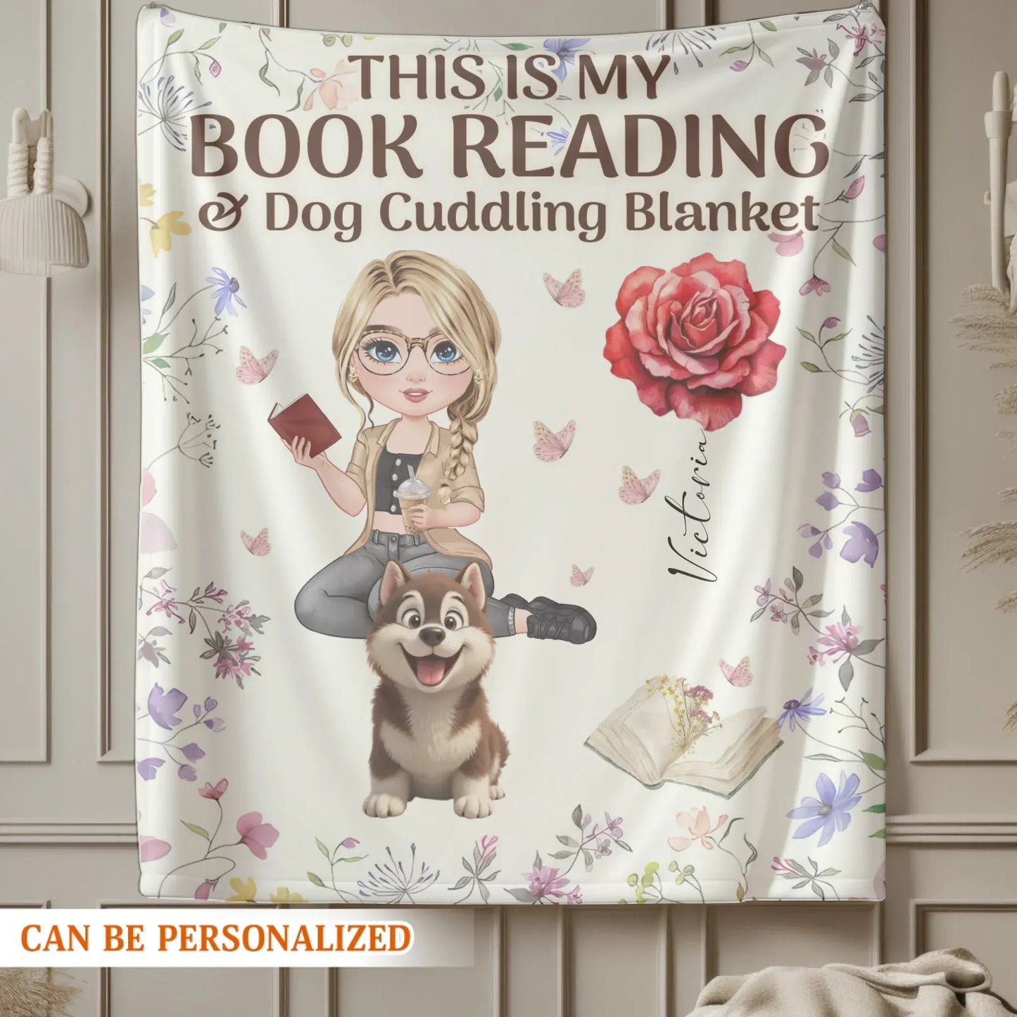 This Is My Book Reading And Dog Cudding Blanket - Personalized Books Lovers And Dog Custom Blanket