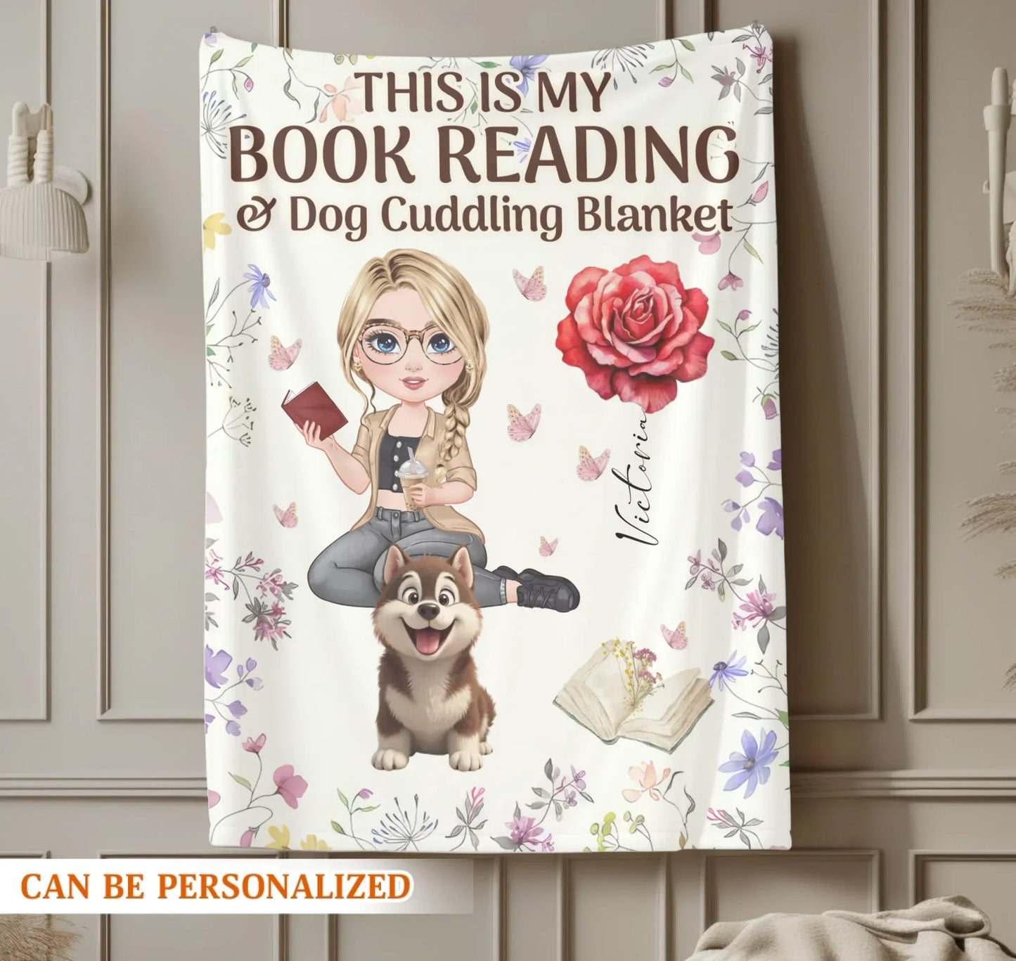 This Is My Book Reading And Dog Cudding Blanket - Personalized Books Lovers And Dog Custom Blanket