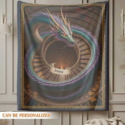 The mysterious Dragon In The Ancient Library - Personalized Books Lovers Custom Blanket