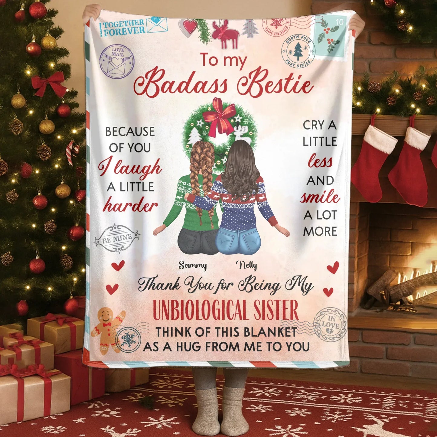 Blanket - Thanh Dang / White / 30x40in / 76x101cm Thank You For My Being Unbiological Sister - Personalized Besties Friendship Custom Blanket