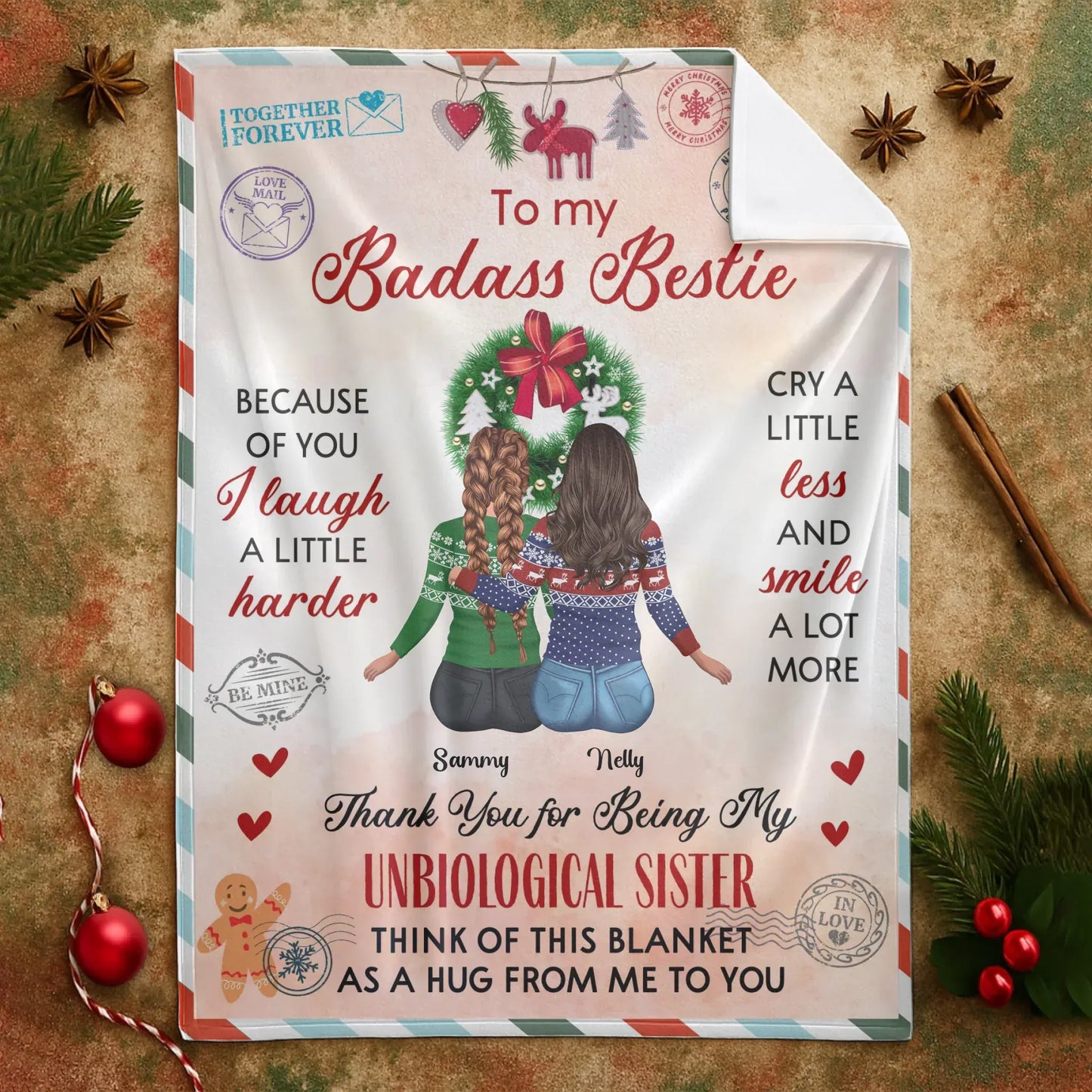 Thank You For My Being Unbiological Sister - Personalized Besties Friendship Custom Blanket