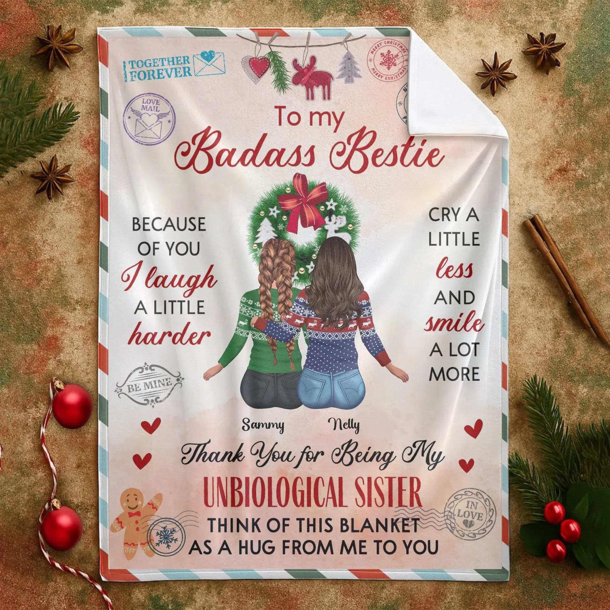 Thank You For My Being Unbiological Sister - Personalized Besties Friendship Custom Blanket