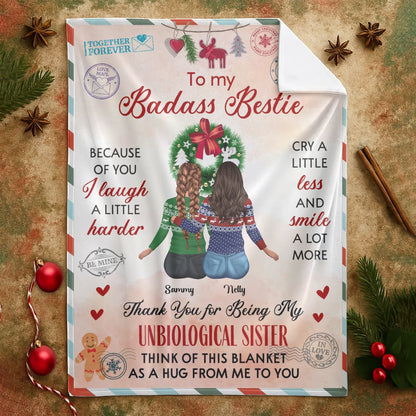 Thank You For My Being Unbiological Sister - Personalized Besties Friendship Custom Blanket