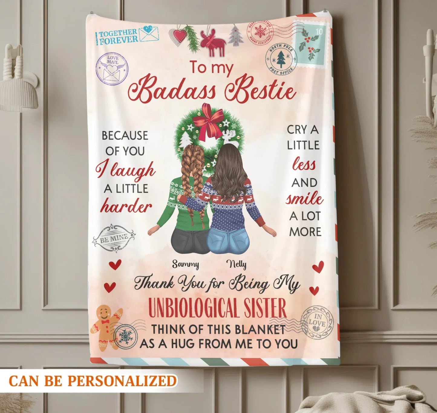 Thank You For My Being Unbiological Sister - Personalized Besties Friendship Custom Blanket