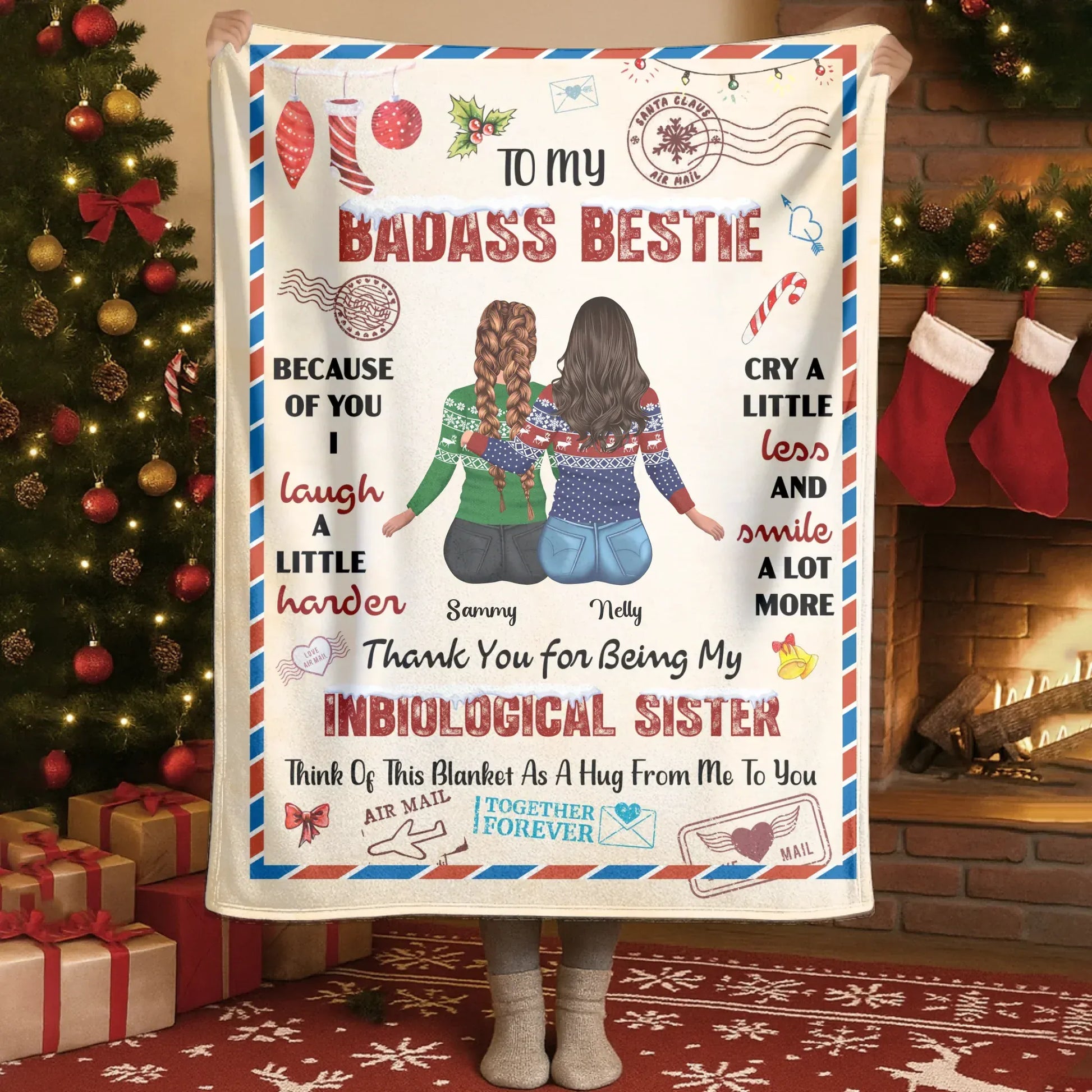 Blanket - Thanh Dang / White / 30x40in / 76x101cm Cry A Litte Less And Smile A Lot More - Personalized Besties Friendship Custom Blanket