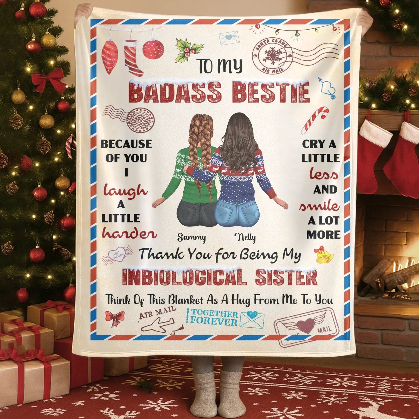 Cry A Litte Less And Smile A Lot More - Personalized Besties Friendship Custom Blanket