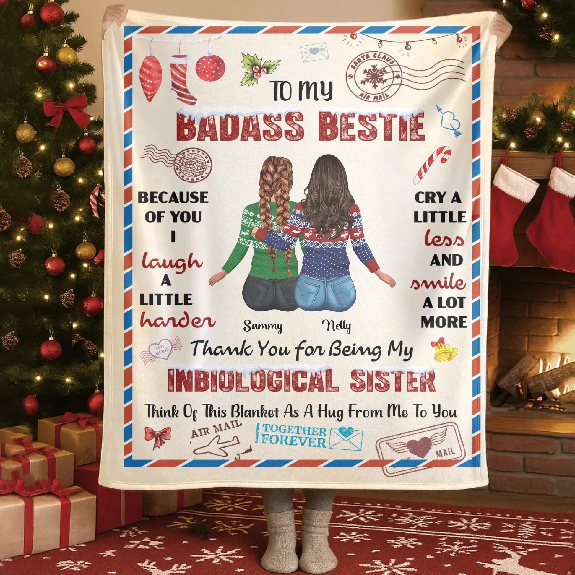 Cry A Litte Less And Smile A Lot More - Personalized Besties Friendship Custom Blanket