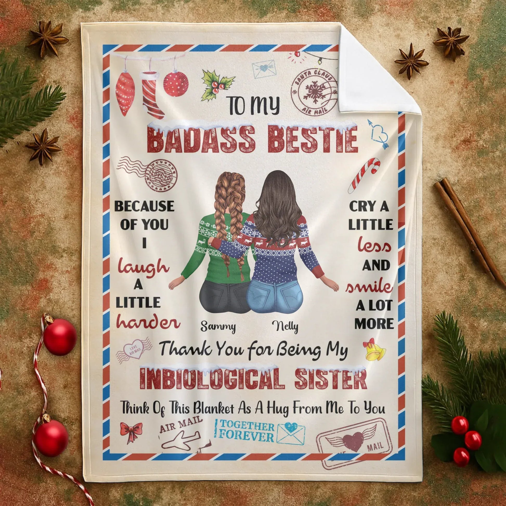 Cry A Litte Less And Smile A Lot More - Personalized Besties Friendship Custom Blanket