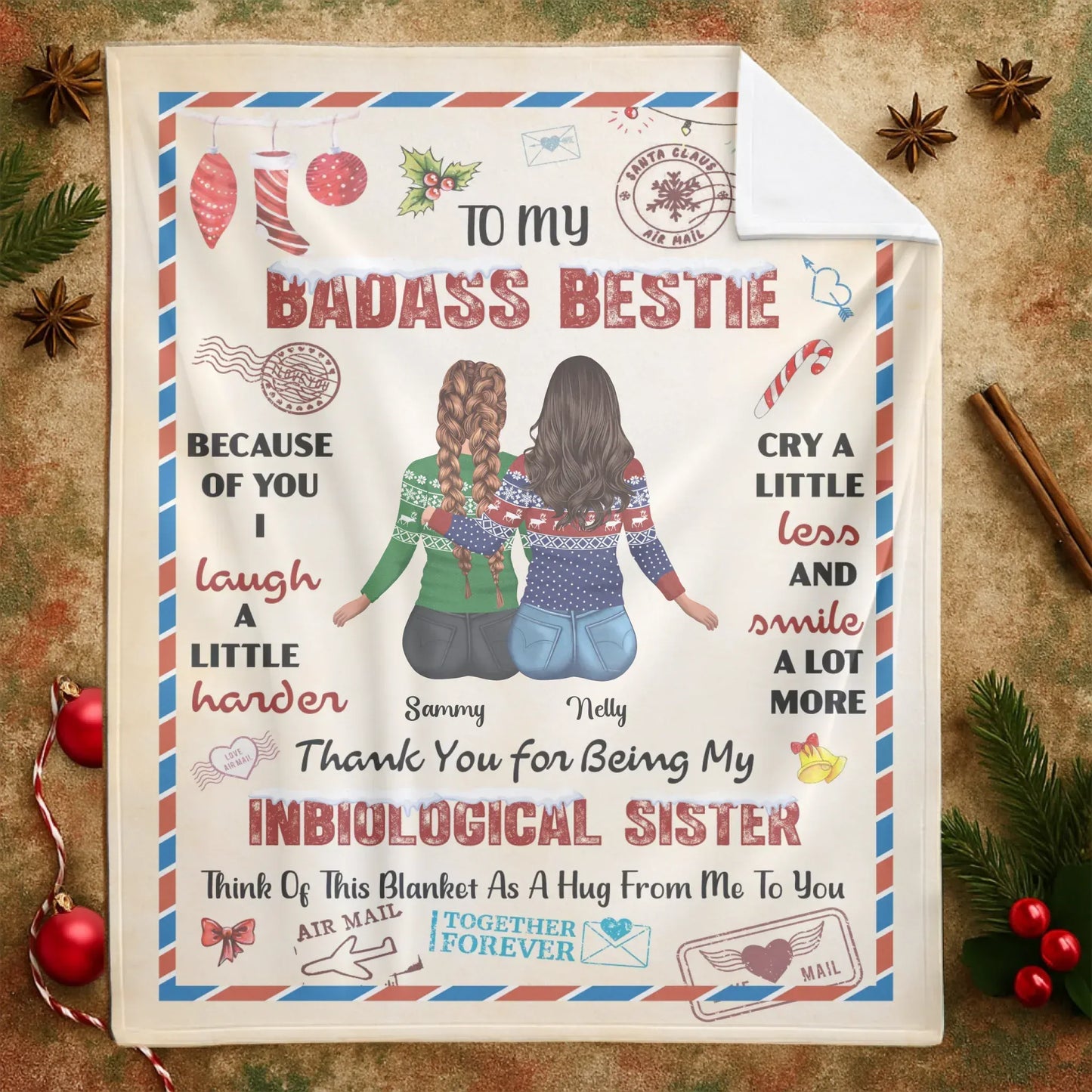 Cry A Litte Less And Smile A Lot More - Personalized Besties Friendship Custom Blanket