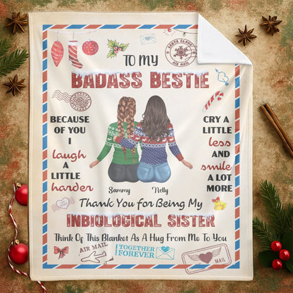 Cry A Litte Less And Smile A Lot More - Personalized Besties Friendship Custom Blanket