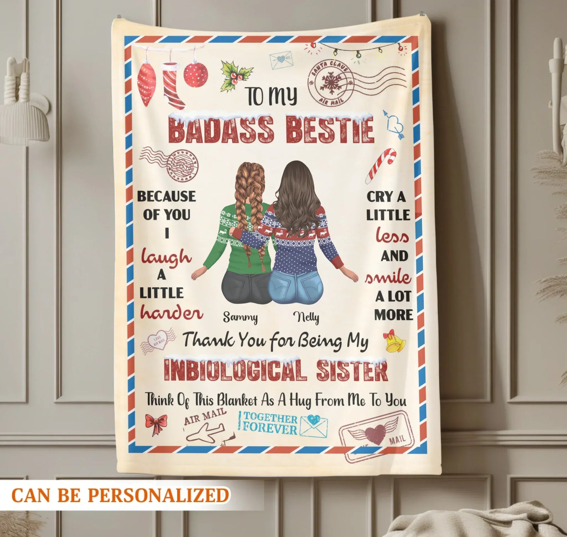 Cry A Litte Less And Smile A Lot More - Personalized Besties Friendship Custom Blanket