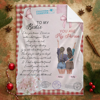 A Letter to My Dearest Sister At Heart - Personalized Besties Friendship Custom Blanket