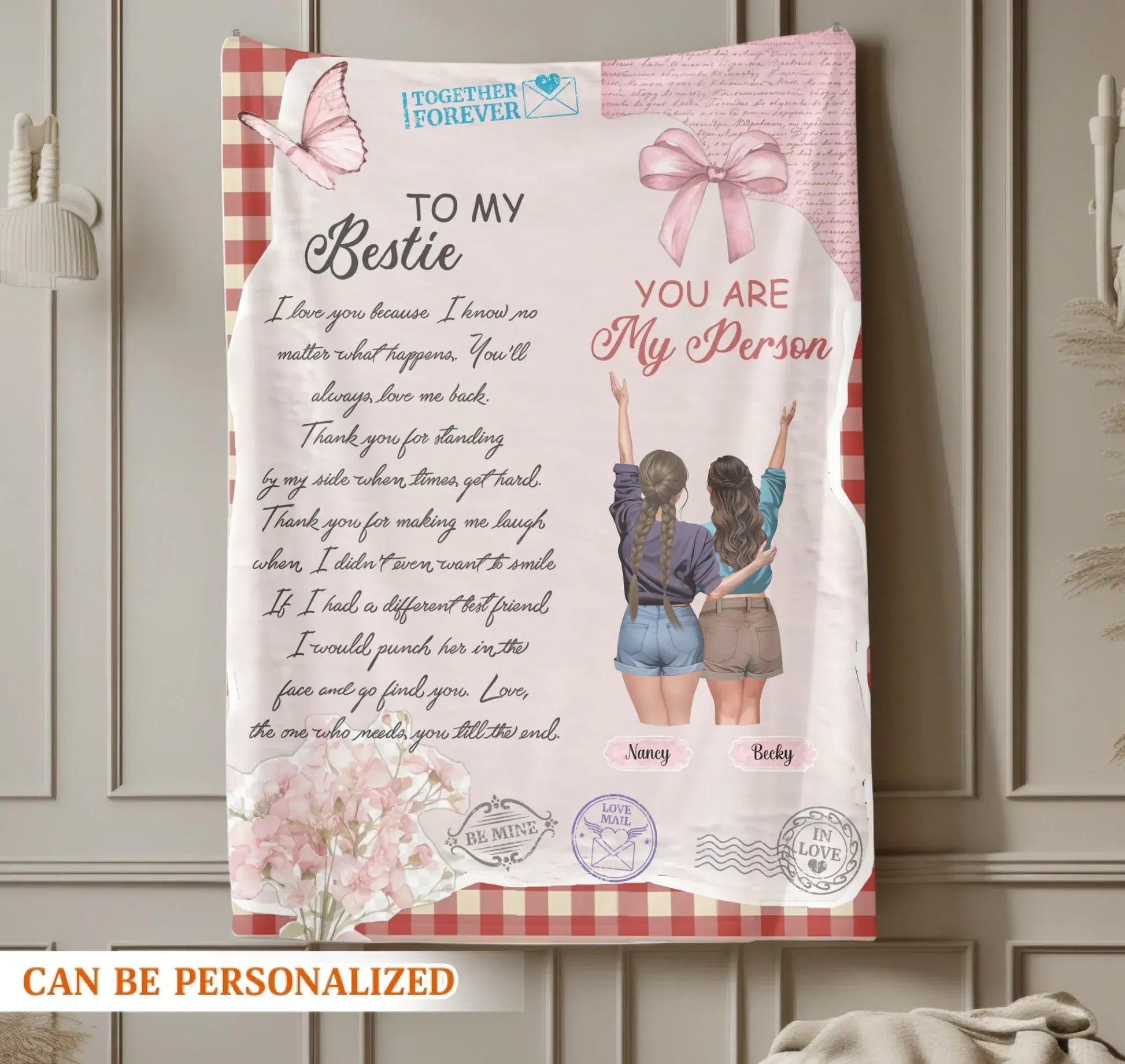 A Letter to My Dearest Sister At Heart - Personalized Besties Friendship Custom Blanket