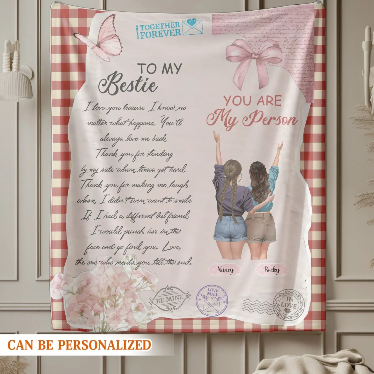 A Letter to My Dearest Sister At Heart - Personalized Besties Friendship Custom Blanket