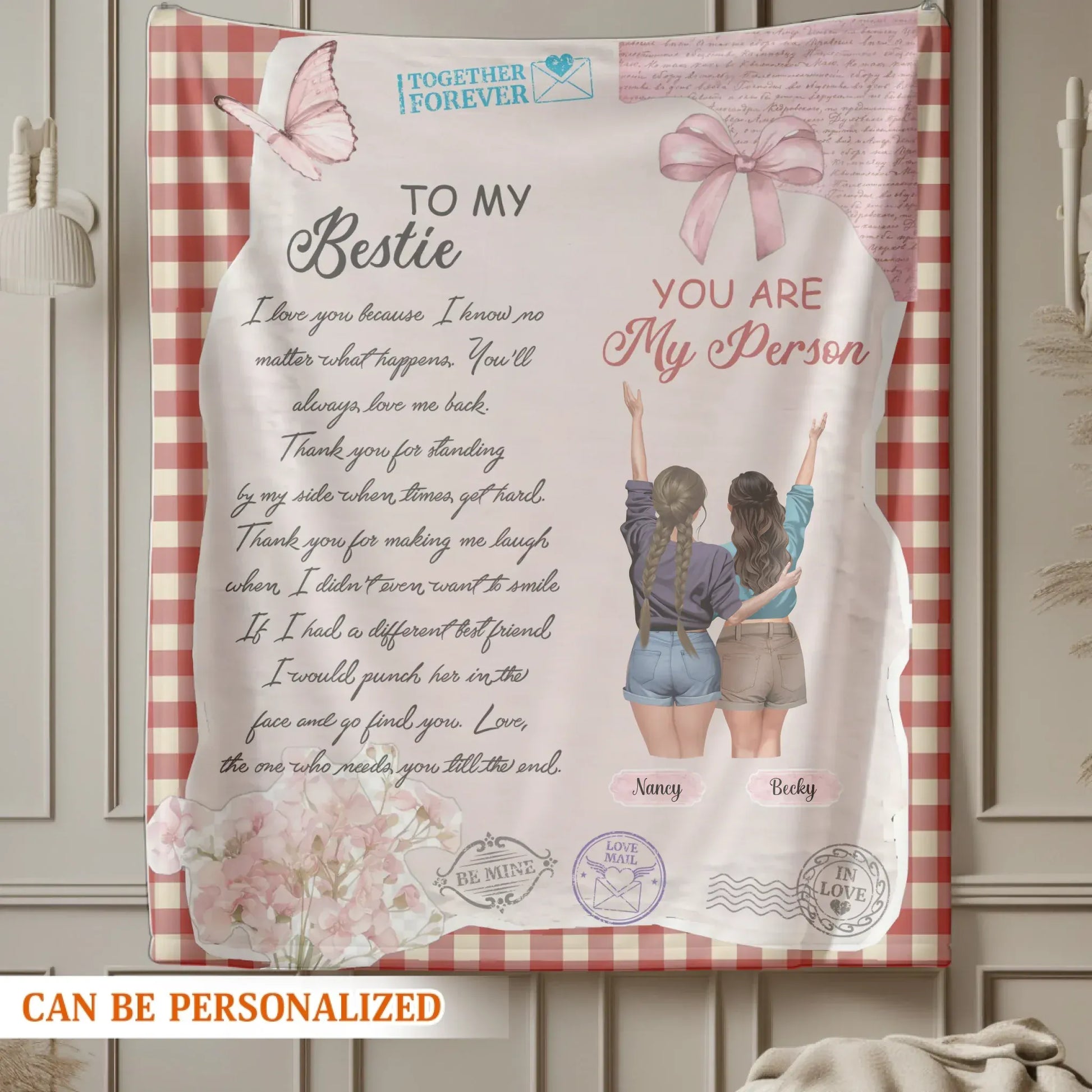 A Letter to My Dearest Sister At Heart - Personalized Besties Friendship Custom Blanket