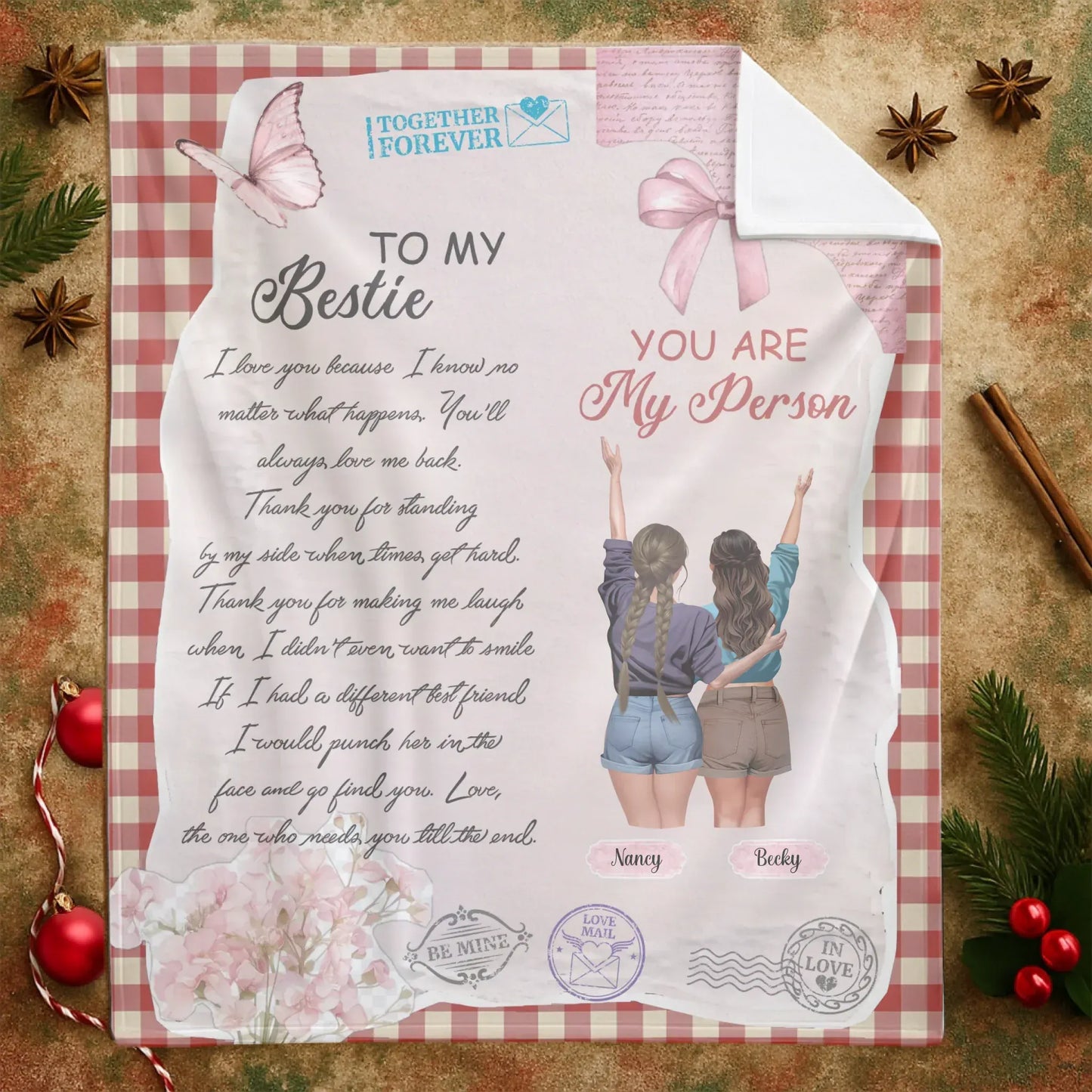 A Letter to My Dearest Sister At Heart - Personalized Besties Friendship Custom Blanket
