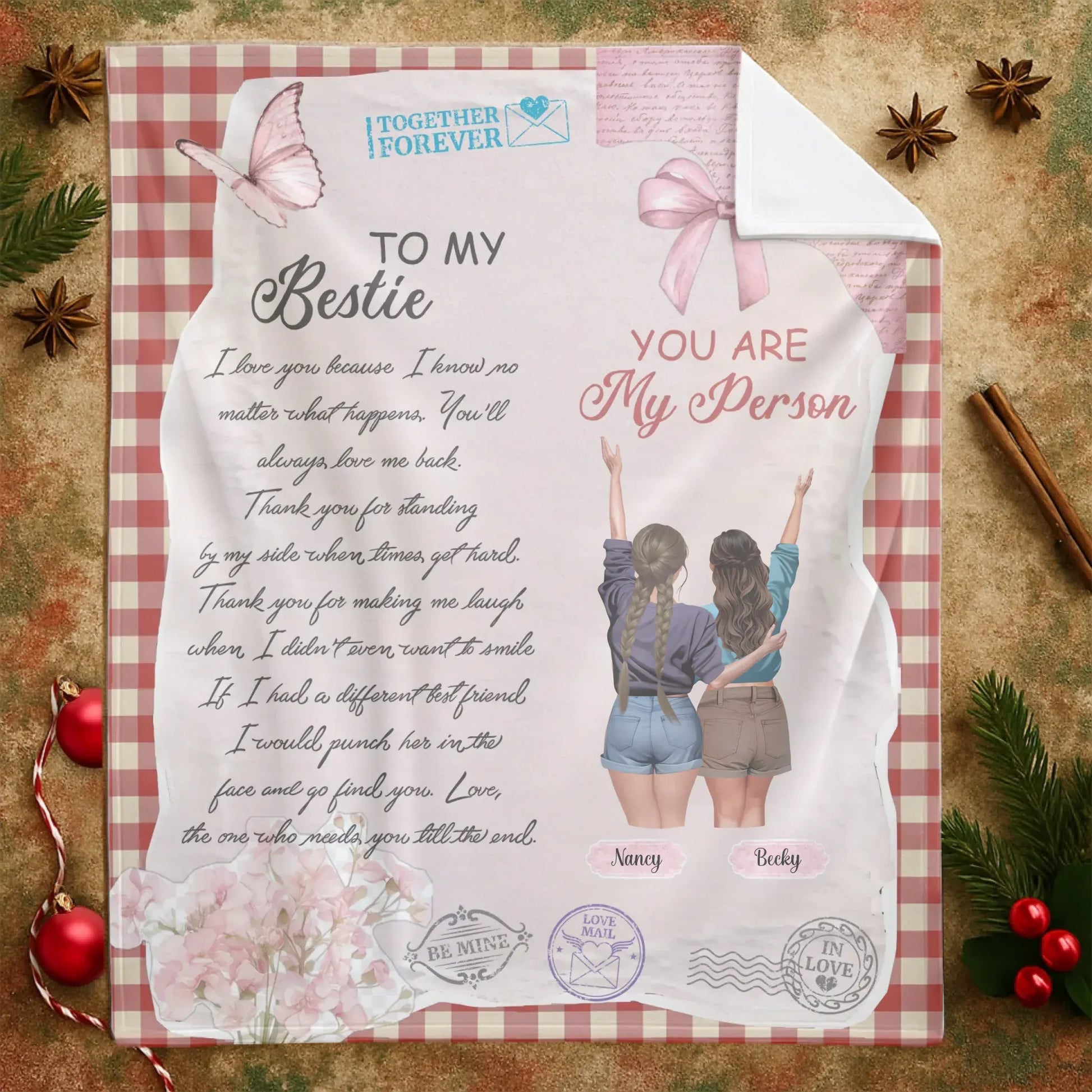 A Letter to My Dearest Sister At Heart - Personalized Besties Friendship Custom Blanket