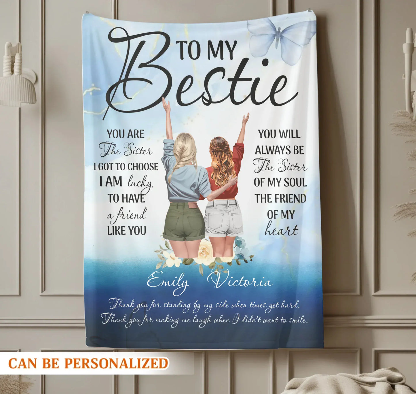 To My Bestie - Personalized Best Friend Sister Quote Custom Blanket