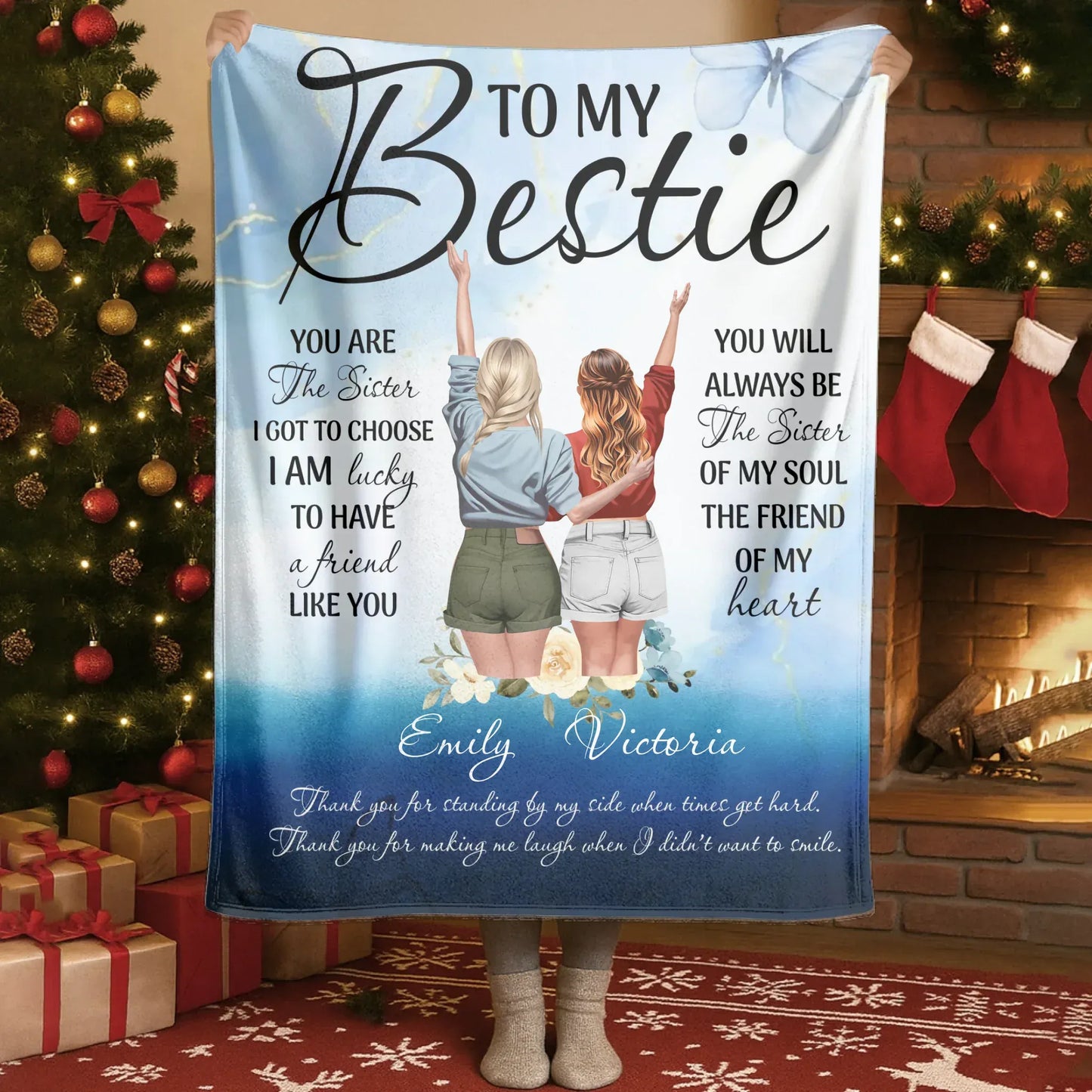 To My Bestie - Personalized Best Friend Sister Quote Custom Blanket