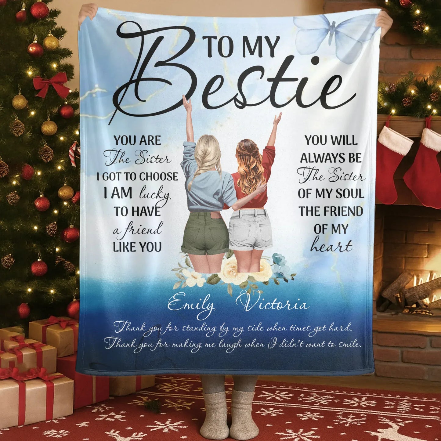 Blanket Custom KNT / White / 30x40in / 76x101cm To My Bestie - Personalized Best Friend Sister Quote Custom Blanket