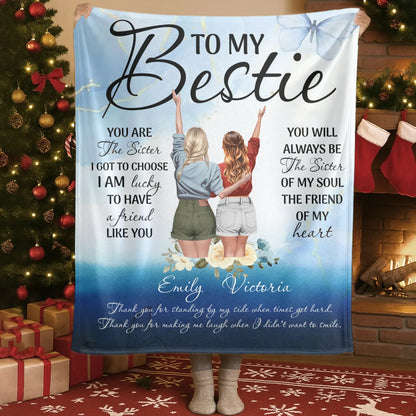 Blanket Custom KNT / White / 30x40in / 76x101cm To My Bestie - Personalized Best Friend Sister Quote Custom Blanket