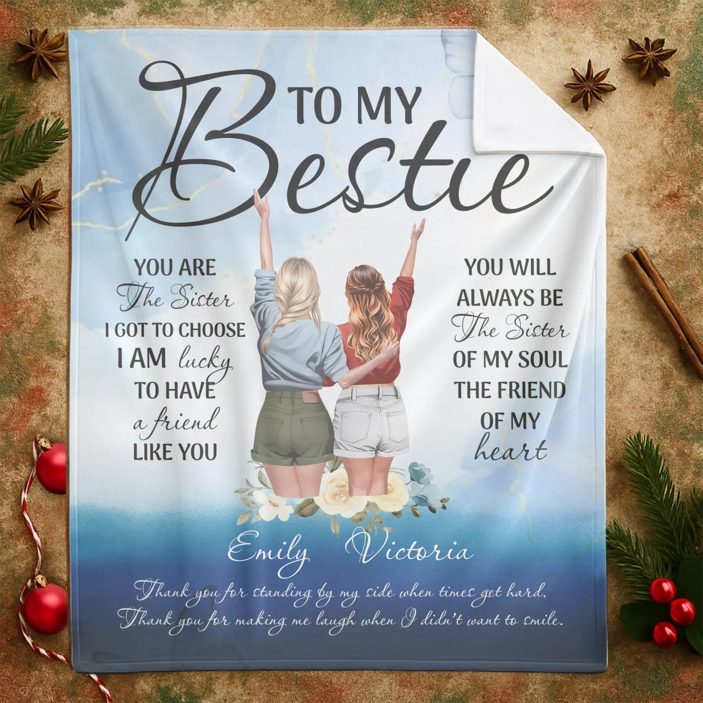 To My Bestie - Personalized Best Friend Sister Quote Custom Blanket