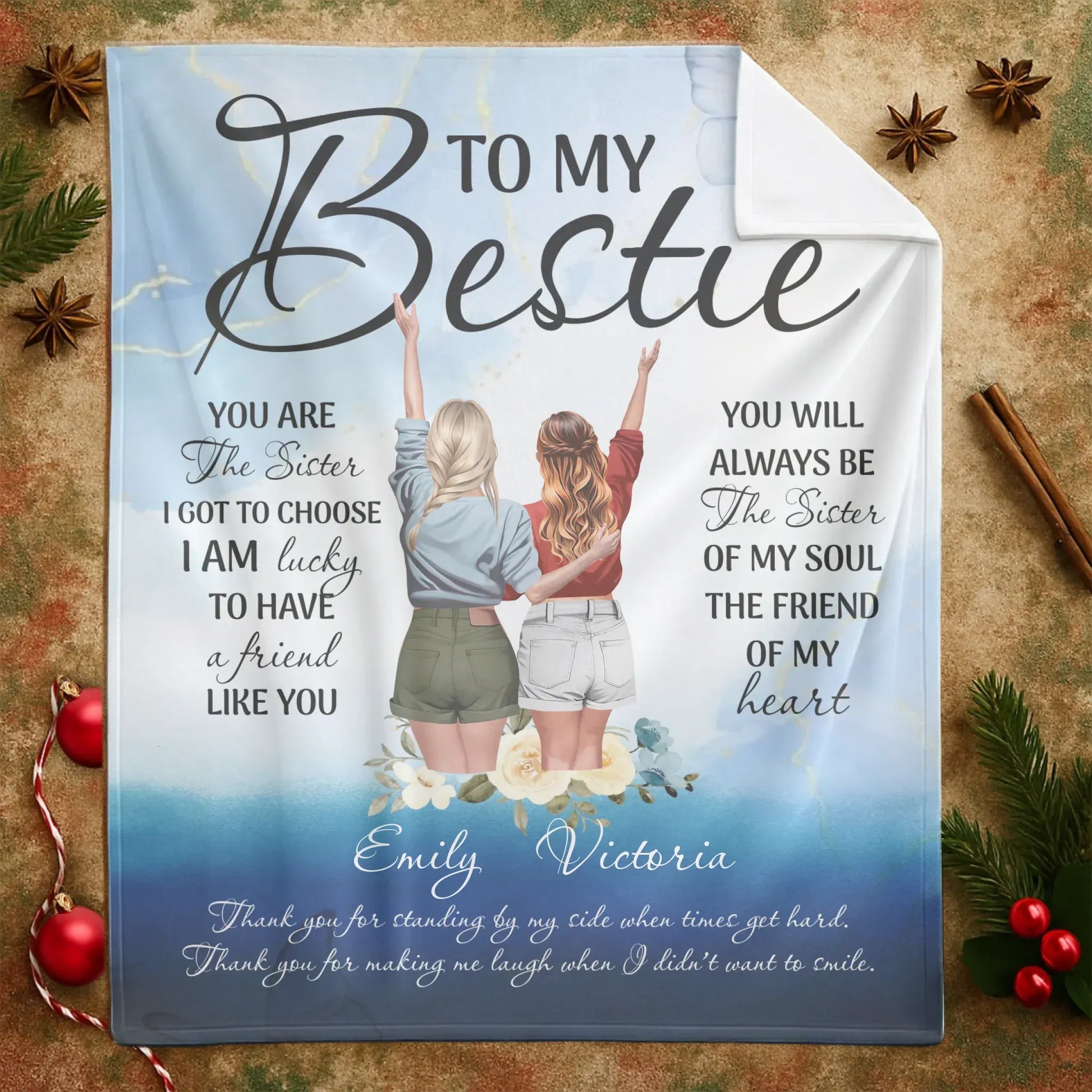 To My Bestie - Personalized Best Friend Sister Quote Custom Blanket
