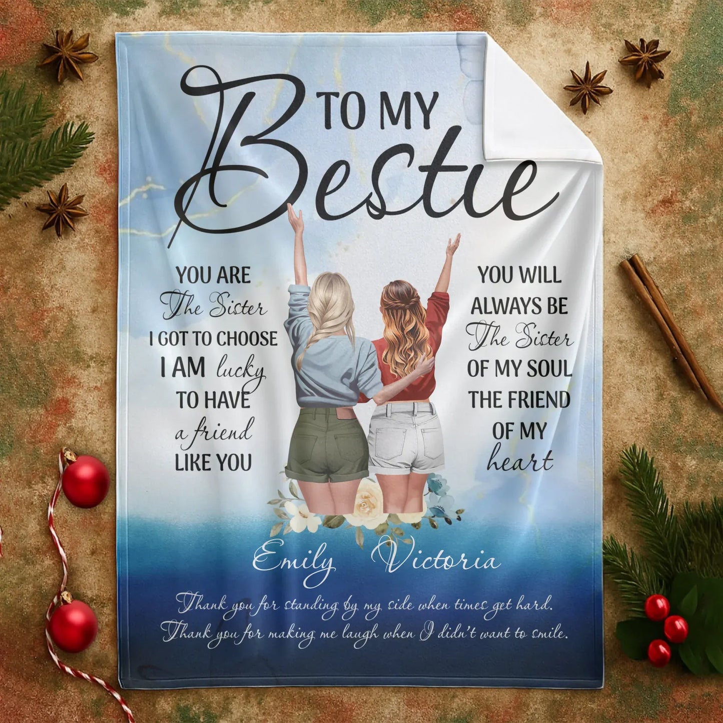 To My Bestie - Personalized Best Friend Sister Quote Custom Blanket