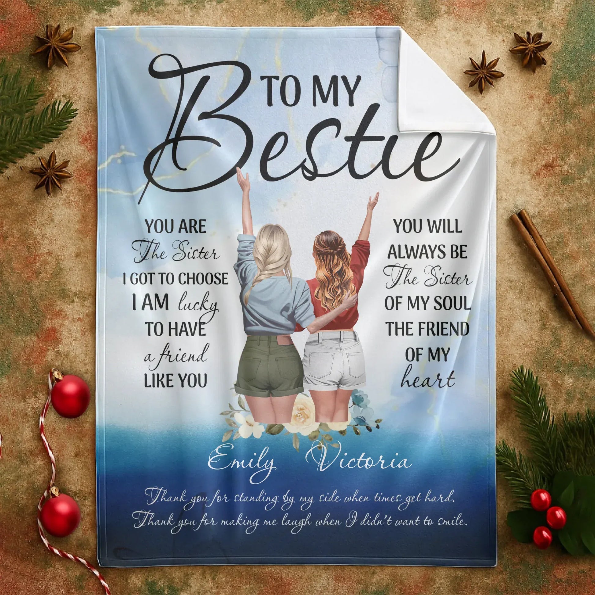 To My Bestie - Personalized Best Friend Sister Quote Custom Blanket