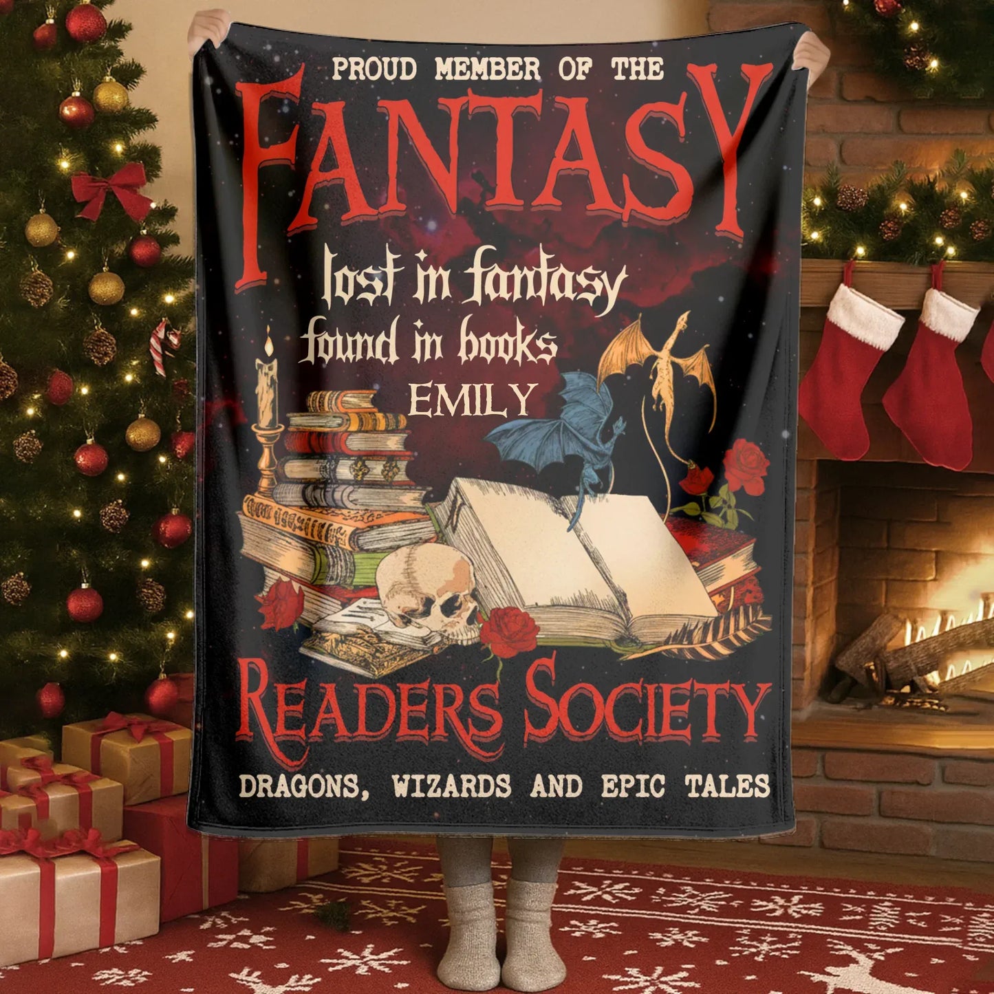 Blanket - Thanh Dang / White / 30x40in / 76x101cm Lost In Fantasy Found In Books - Personalized Books Lovers Custom Blanket