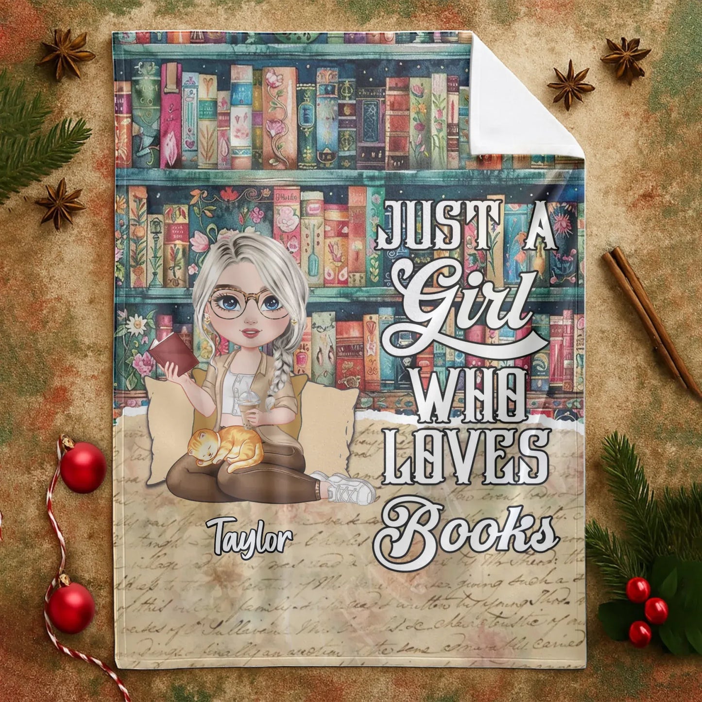 My Bookshelf Filled With My Favorite Flowers - Personalized Books Lovers Custom Blanket