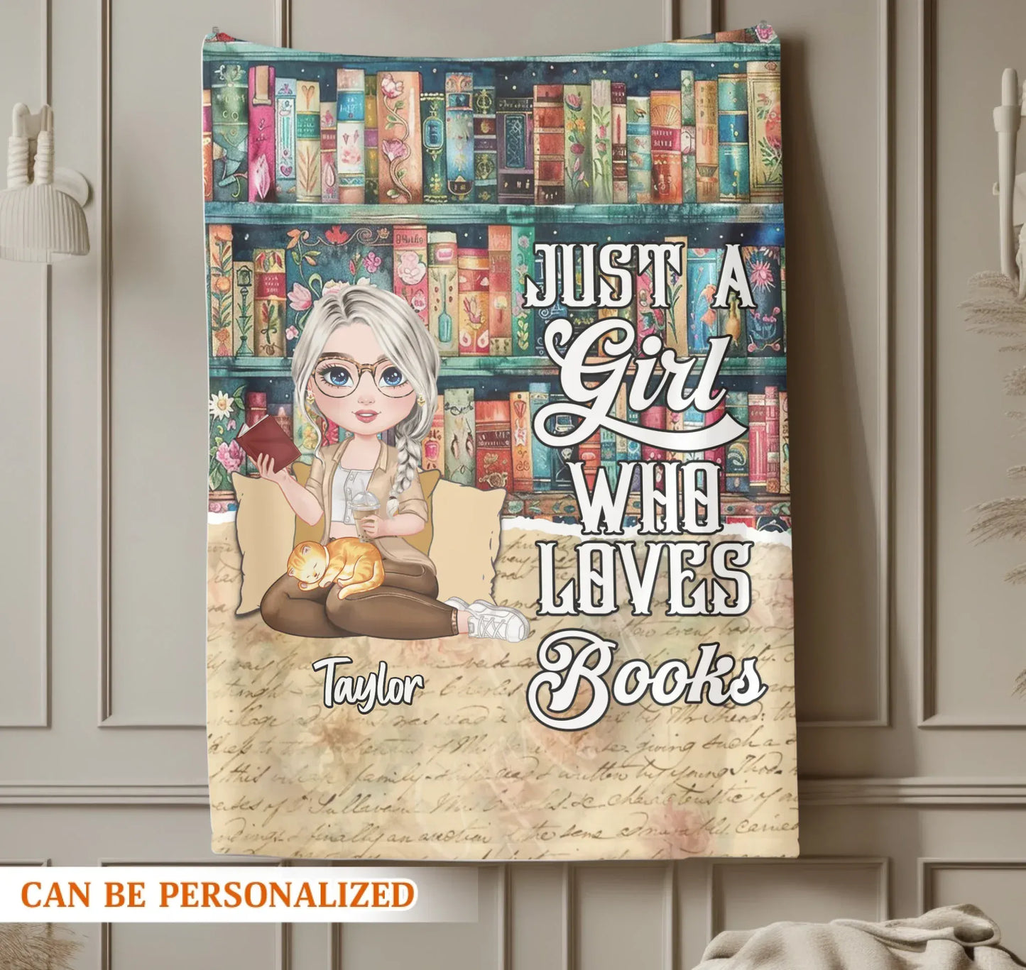 My Bookshelf Filled With My Favorite Flowers - Personalized Books Lovers Custom Blanket