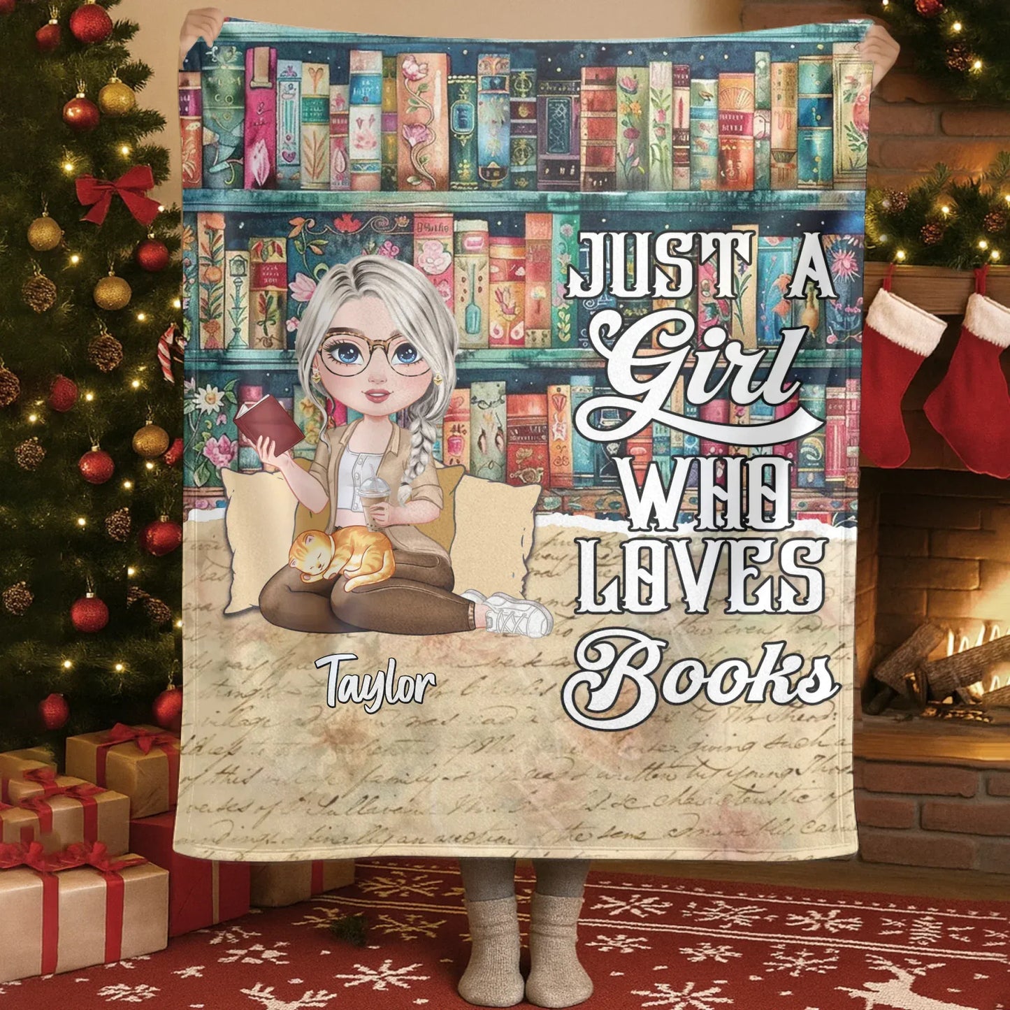 My Bookshelf Filled With My Favorite Flowers - Personalized Books Lovers Custom Blanket