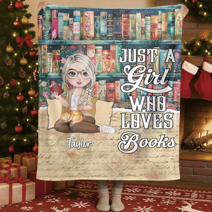 My Bookshelf Filled With My Favorite Flowers - Personalized Books Lovers Custom Blanket