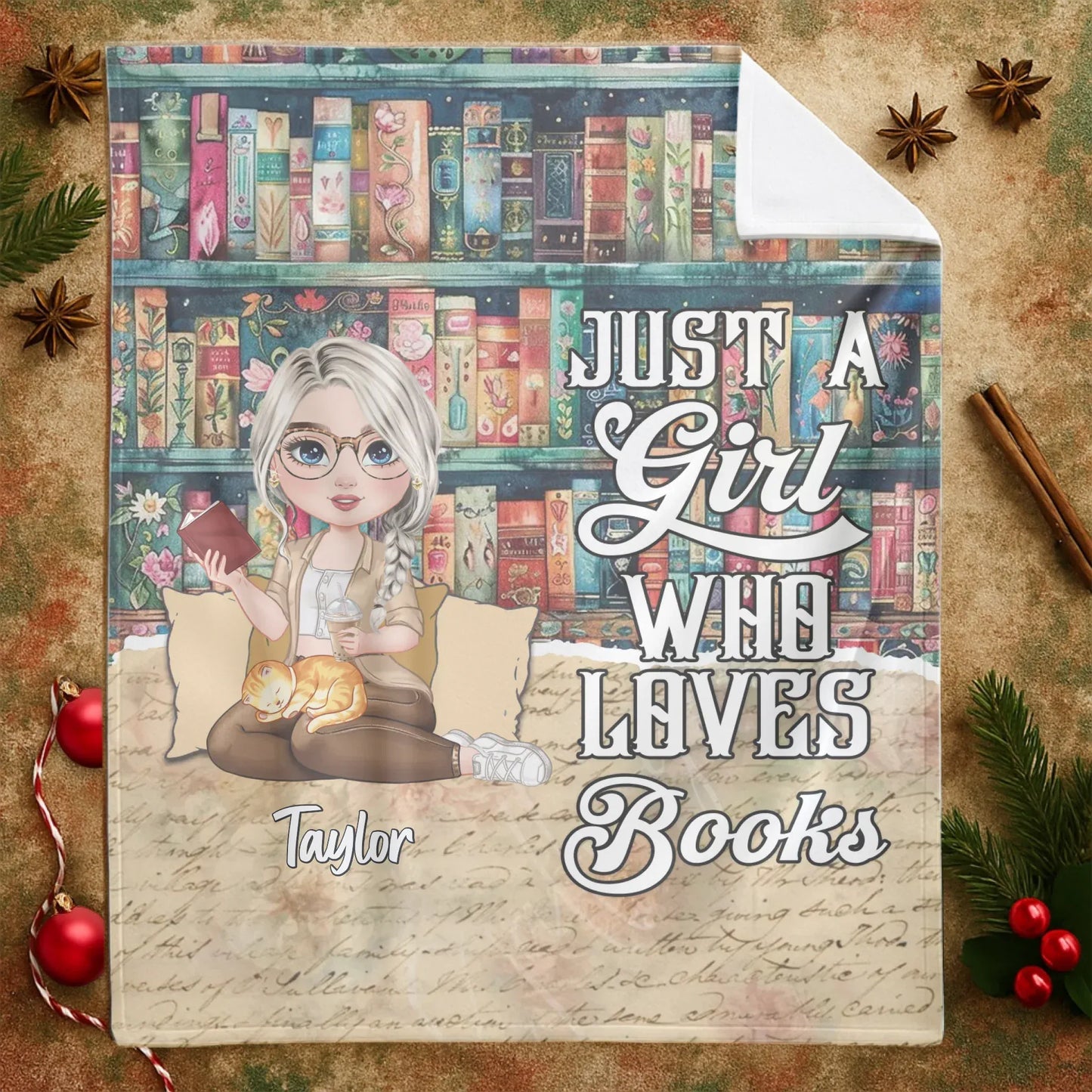 My Bookshelf Filled With My Favorite Flowers - Personalized Books Lovers Custom Blanket