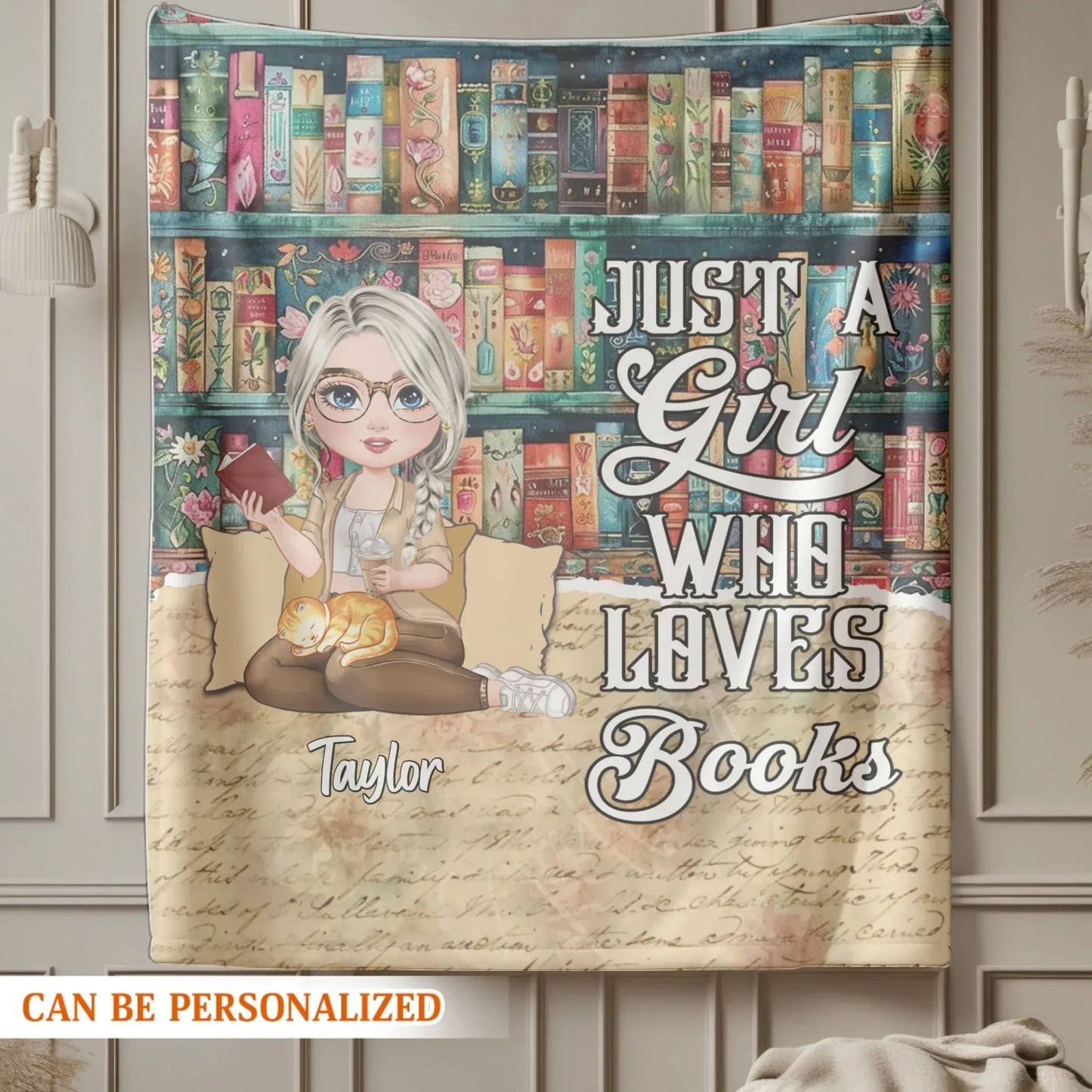 My Bookshelf Filled With My Favorite Flowers - Personalized Books Lovers Custom Blanket