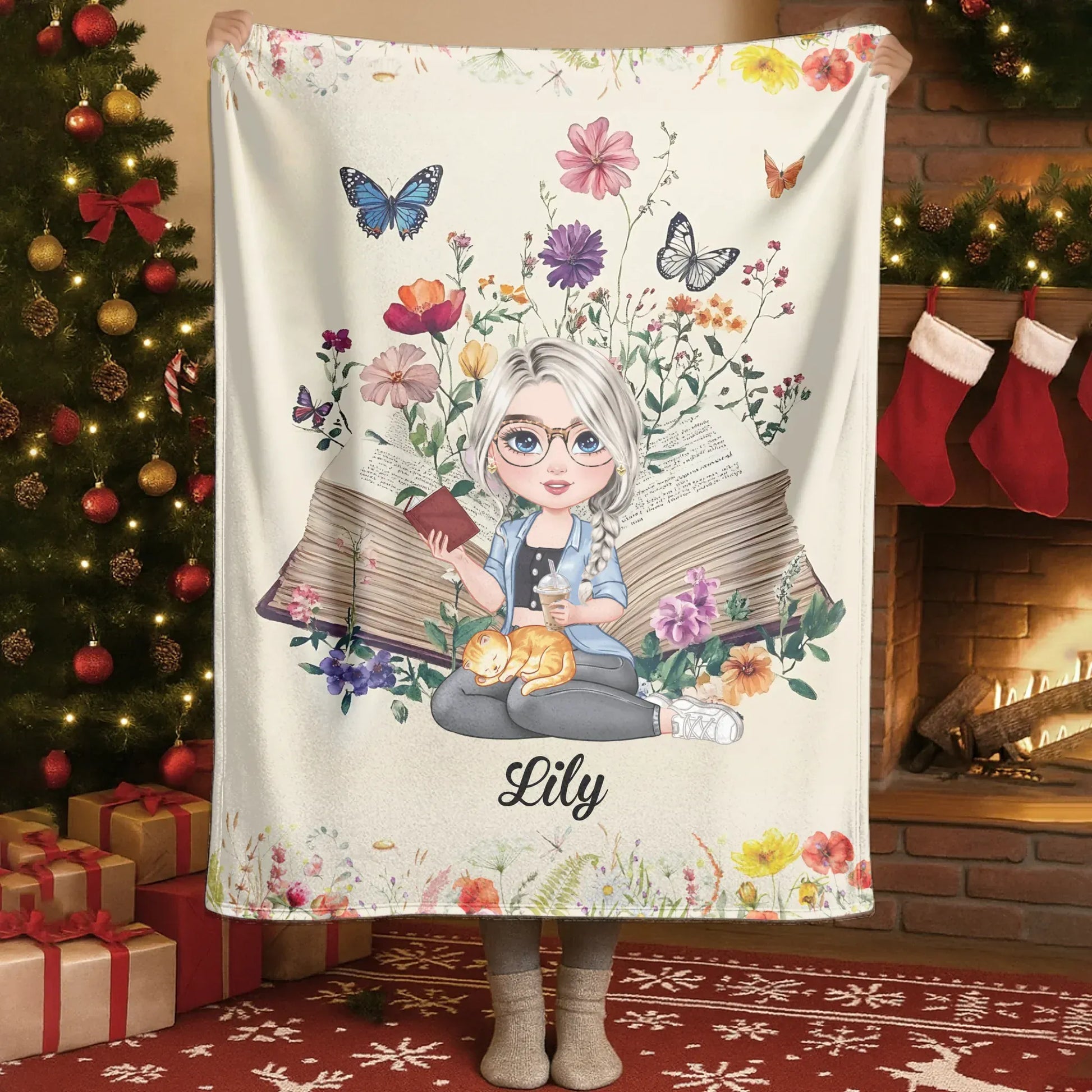 Blanket - Thanh Dang / White / 30x40in / 76x101cm A Fairy Tale World Unfolds Within the Pages Of A Book - Personalized Books Lovers Custom Blanket