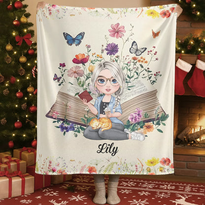 A Fairy Tale World Unfolds Within the Pages Of A Book - Personalized Books Lovers Custom Blanket