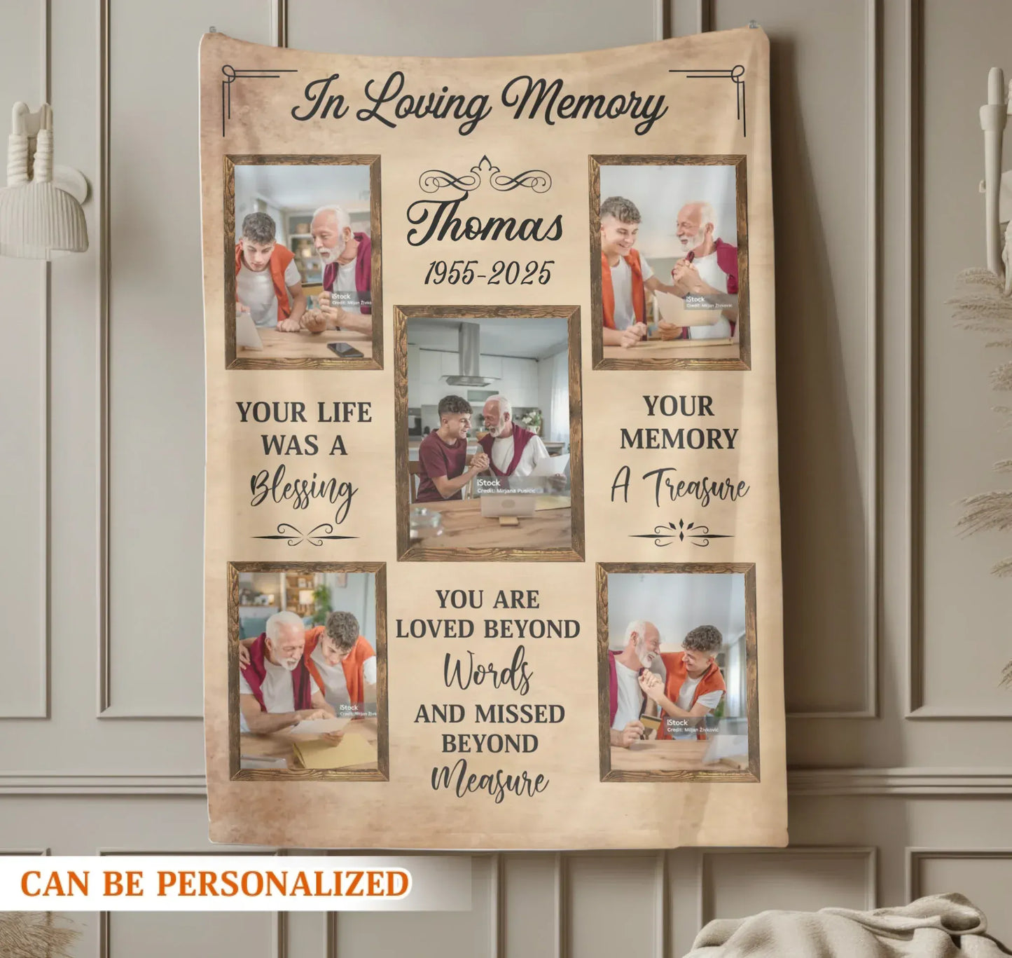 Your Memory A Treasure - Personalized Human Memorial Photo Collage Blanket