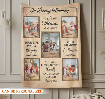 Your Memory A Treasure - Personalized Human Memorial Photo Collage Blanket