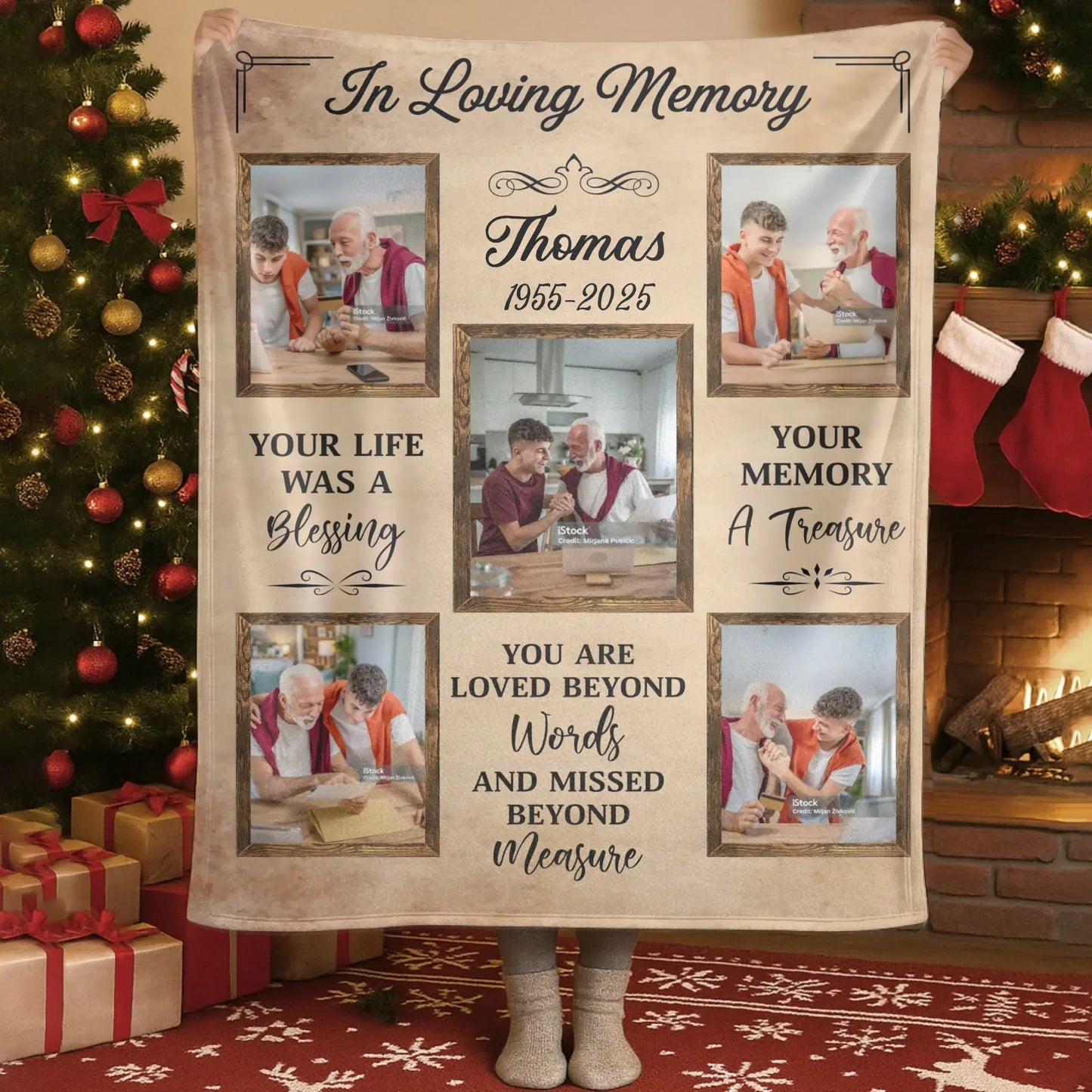 Blanket Custom KNT / White / 30x40in / 76x101cm Your Memory A Treasure - Personalized Human Memorial Photo Collage Blanket