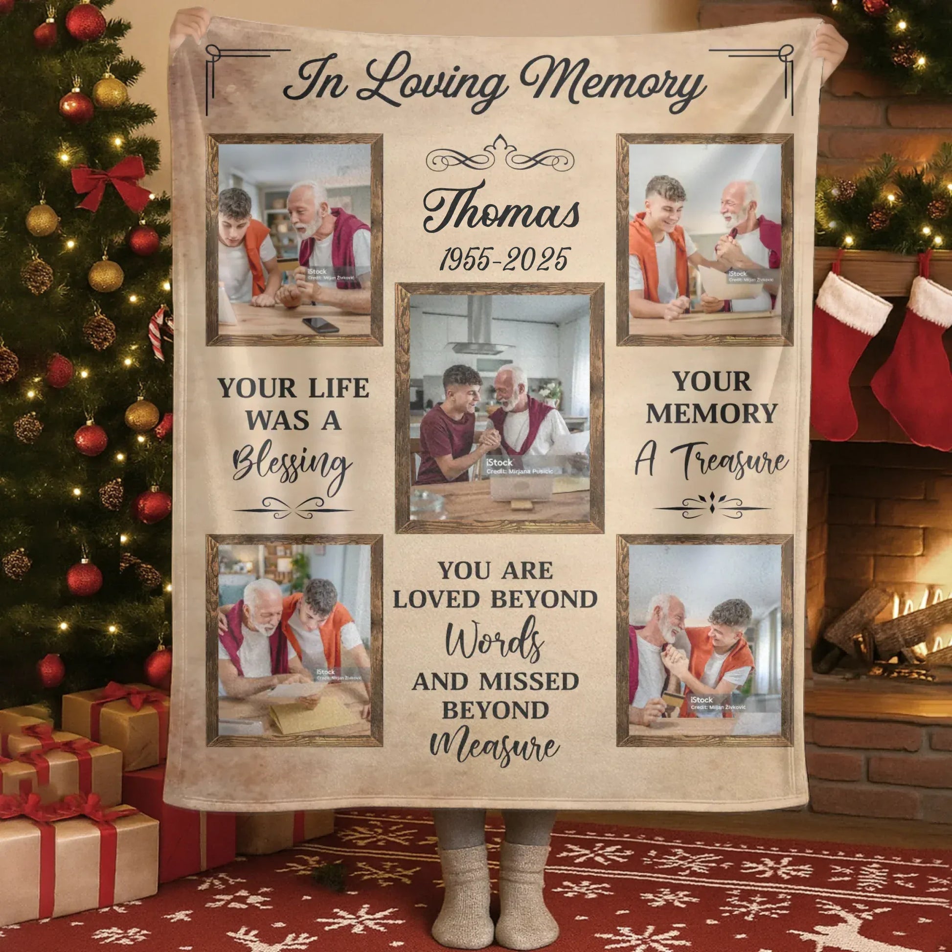 Blanket Custom KNT / White / 30x40in / 76x101cm Your Memory A Treasure - Personalized Human Memorial Photo Collage Blanket