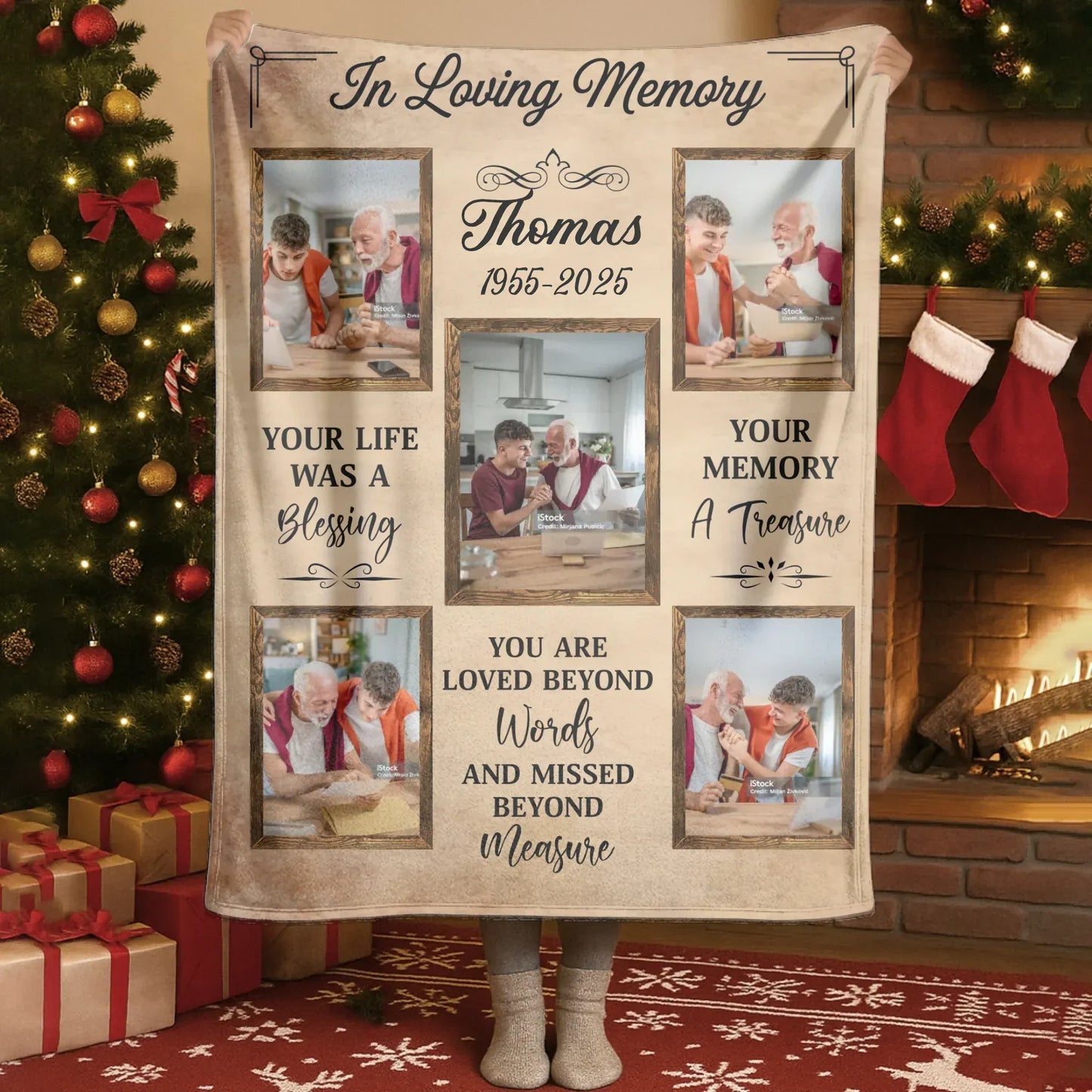 Your Memory A Treasure - Personalized Human Memorial Photo Collage Blanket