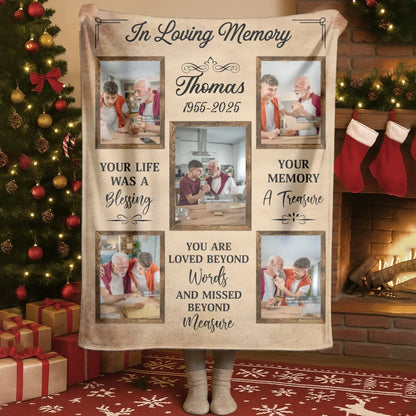 Your Memory A Treasure - Personalized Human Memorial Photo Collage Blanket