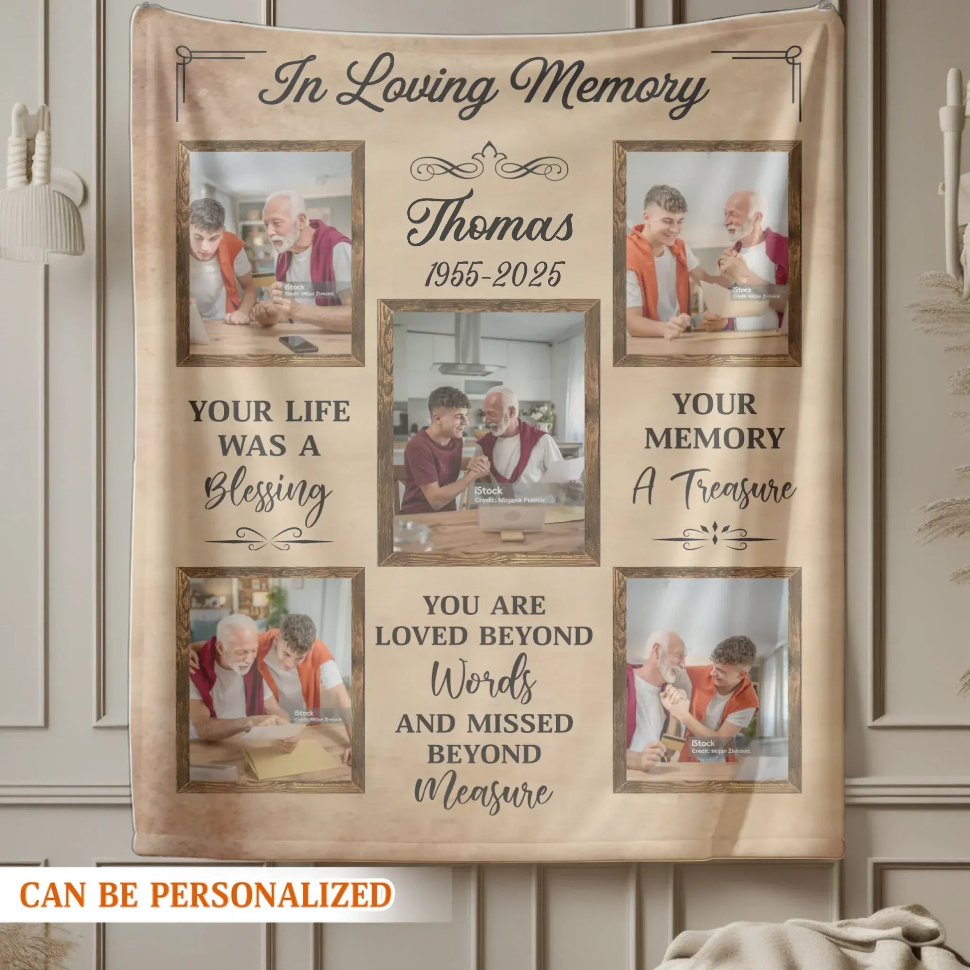 Your Memory A Treasure - Personalized Human Memorial Photo Collage Blanket