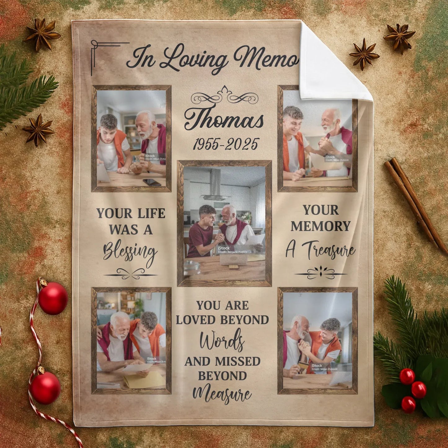Your Memory A Treasure - Personalized Human Memorial Photo Collage Blanket