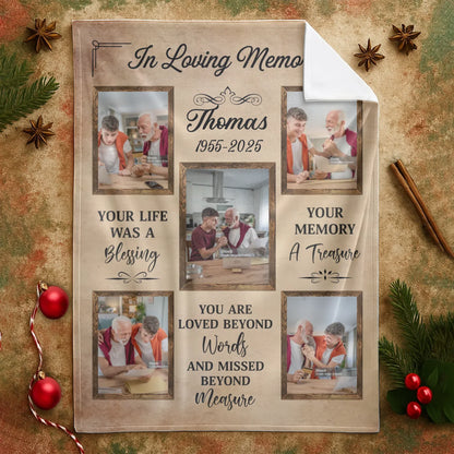 Your Memory A Treasure - Personalized Human Memorial Photo Collage Blanket